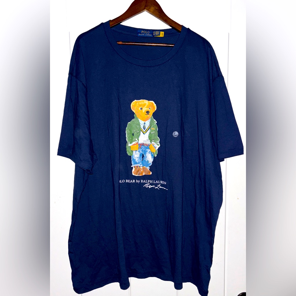 Polo Ralph Lauren Men Bear Logo Cotton Jersey Single Stitch Navy T- Shirt 3xb